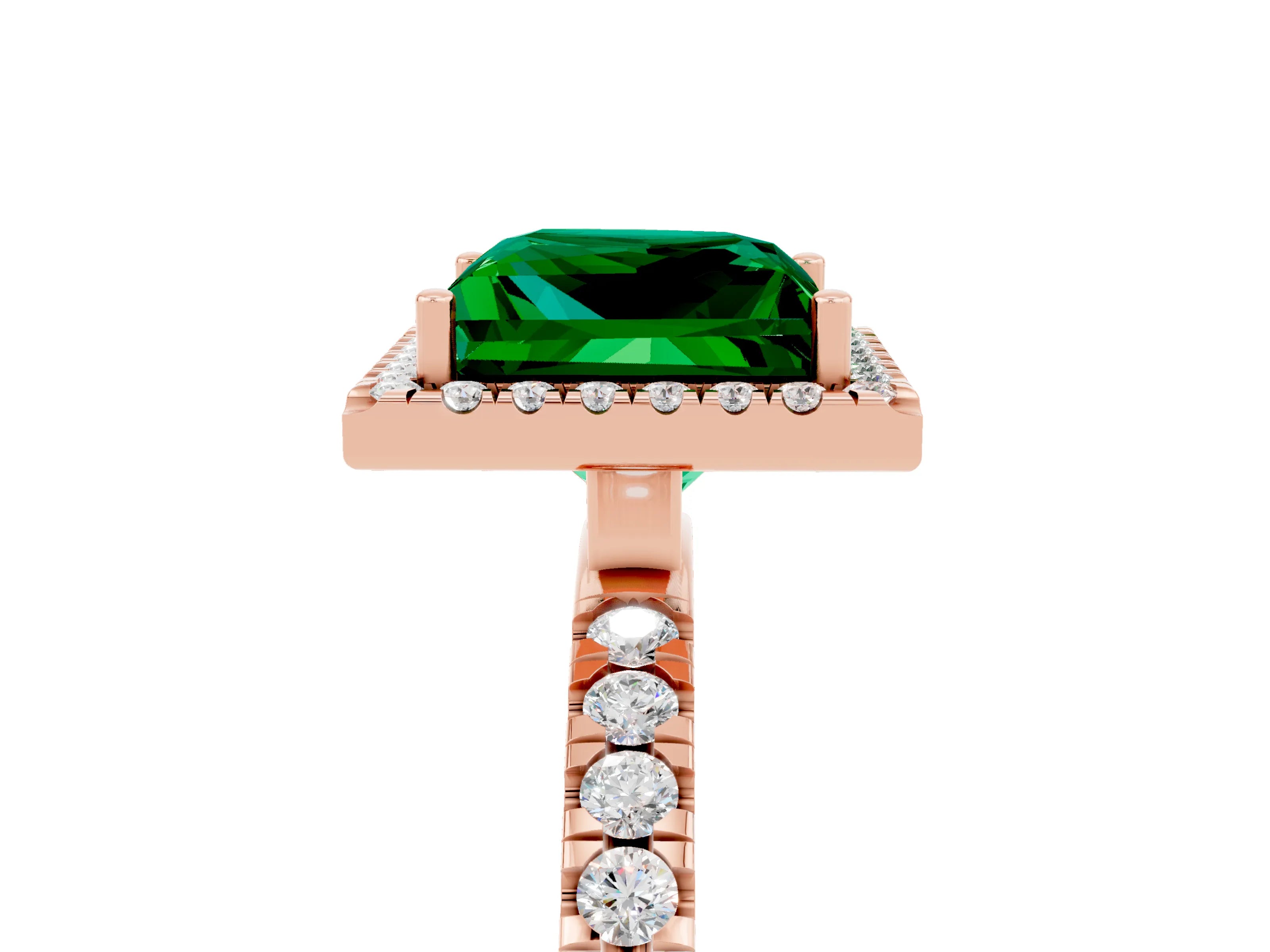 Rose gold Princess Cut Halo Diamond Pave Band with Prong Setting_5
