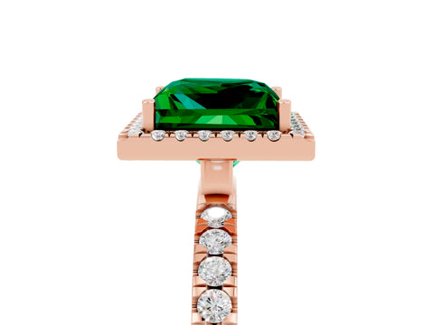 Rose gold Princess Cut Halo Diamond Pave Band with Prong Setting_5