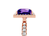 Rose gold Princess Cut Halo Diamond Pave Band with Prong Setting_5