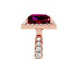 Rose gold Princess Cut Halo Diamond Pave Band with Prong Setting_5