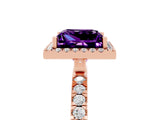 Rose gold Princess Cut Halo Diamond Pave Band with Prong Setting_5