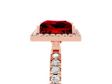 Rose gold Princess Cut Halo Diamond Pave Band with Prong Setting_5