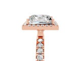 Rose gold Princess Cut Halo Diamond Pave Band with Prong Setting_5
