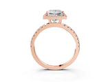 Rose gold Princess Cut Halo Diamond Pave Band with Prong Setting_6
