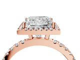 Rose gold Princess Cut Halo Diamond Pave Band with Prong Setting_7