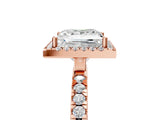 Rose gold Princess Cut Halo Diamond Pave Band with Prong Setting_8