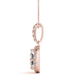 Rose gold Princess Cut Halo Diamond Pendant with Four-Prong Setting 2