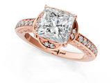 Rose gold Princess Cut Halo Diamond Ring with Channel Set Band and Four-Prong Setting_33