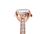 Rose gold Princess Cut Halo Diamond Ring with Channel Set Band and Four-Prong Setting_37