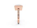Rose gold Princess Cut Halo Diamond Ring with Pavé Band and Milgrain Prong Setting_34