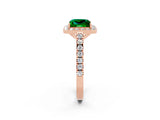 Rose gold Princess Cut Halo Diamond Ring with Pavé Band and Three-Prong Setting_2