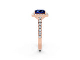 Rose gold Princess Cut Halo Diamond Ring with Pavé Band and Three-Prong Setting_2