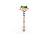 Rose gold Princess Cut Halo Diamond Ring with Pavé Band and Three-Prong Setting_2