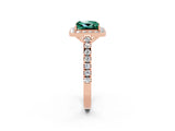 Rose gold Princess Cut Halo Diamond Ring with Pavé Band and Three-Prong Setting_2