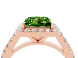 Rose gold Princess Cut Halo Diamond Ring with Pavé Band and Three-Prong Setting_4