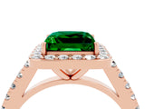 Rose gold Princess Cut Halo Diamond Ring with Pavé Band and Three-Prong Setting_4