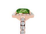 Rose gold Princess Cut Halo Diamond Ring with Pavé Band and Three-Prong Setting_5