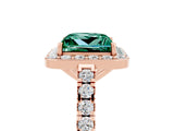 Rose gold Princess Cut Halo Diamond Ring with Pavé Band and Three-Prong Setting_5
