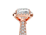 Rose gold Princess Cut Halo Diamond Ring with Pavé Band_20