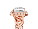 Rose gold Princess Cut Halo Diamond Ring with Scrollwork Band and Four-Prong Setting_61