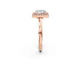 Rose gold Princess Cut Halo Diamond Ring with Solitaire Band and Prong Setting_5