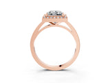 Rose gold Princess Cut Halo Diamond Ring with Solitaire Band and Prong Setting_6