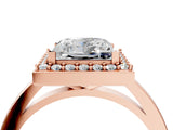 Rose gold Princess Cut Halo Diamond Ring with Solitaire Band and Prong Setting_7