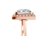 Rose gold Princess Cut Halo Diamond Ring with Solitaire Band and Prong Setting_8