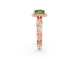 Rose gold Princess Cut Halo Diamond Solitaire with Filigree Band and Four-Prong Setting_2