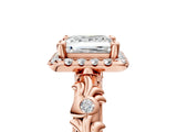 Rose gold Princess Cut Halo Diamond Solitaire with Filigree Band and Four-Prong Setting_20