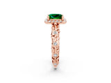 Rose gold Princess Cut Halo Diamond Solitaire with Filigree Band and Four-Prong Setting_2