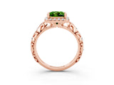 Rose gold Princess Cut Halo Diamond Solitaire with Filigree Band and Four-Prong Setting_3