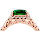 Rose gold Princess Cut Halo Diamond Solitaire with Filigree Band and Four-Prong Setting_4