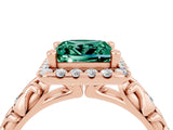 Rose gold Princess Cut Halo Diamond Solitaire with Filigree Band and Four-Prong Setting_4