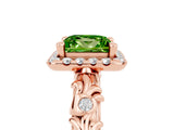 Rose gold Princess Cut Halo Diamond Solitaire with Filigree Band and Four-Prong Setting_5