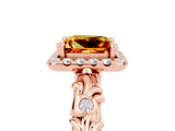 Rose gold Princess Cut Halo Diamond Solitaire with Filigree Band and Four-Prong Setting_5