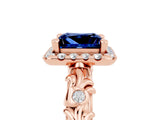 Rose gold Princess Cut Halo Diamond Solitaire with Filigree Band and Four-Prong Setting_5