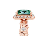 Rose gold Princess Cut Halo Diamond Solitaire with Filigree Band and Four-Prong Setting_5
