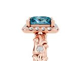 Rose gold Princess Cut Halo Diamond Solitaire with Filigree Band and Four-Prong Setting_5