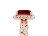 Rose gold Princess Cut Halo Diamond Solitaire with Filigree Band and Four-Prong Setting_5