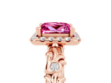 Rose gold Princess Cut Halo Diamond Solitaire with Filigree Band and Four-Prong Setting_5