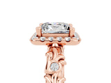 Rose gold Princess Cut Halo Diamond Solitaire with Filigree Band and Four-Prong Setting_5