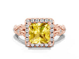 Rose gold Princess Cut Halo Diamond Solitaire with Filigree Band and Four-Prong Setting