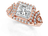 Rose gold Princess Cut Halo Diamond Split Shank Engagement Ring with Four-Prong Setting_10