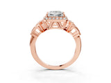 Rose gold Princess Cut Halo Diamond Split Shank Engagement Ring with Four-Prong Setting_12