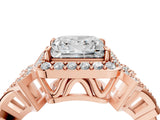 Rose gold Princess Cut Halo Diamond Split Shank Engagement Ring with Four-Prong Setting_13