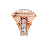 Rose gold Princess Cut Halo Diamond Split Shank Pave Ring_14