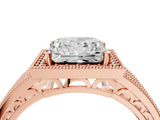 Rose gold Princess Cut Halo Diamond Split Shank Ring with Prong Setting_7