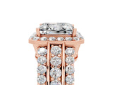Rose gold Princess Cut Halo Moissanite Ring with Split Shank and Four-Prong Setting_5