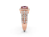 Rose gold Princess Cut Halo Morganite Ring with Split Shank and Four-Prong Setting_2